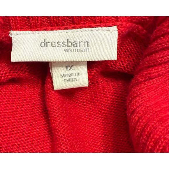 Dress Barn Holiday Cardigan Full Zip Embroidery Poinsettias Plus 1X Vtg - Picture 11 of 15